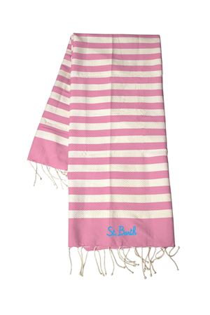Telo mare in cotone rosa e beige SAINT BARTH KIDS | FOUT01200640L